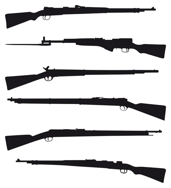 Sex gamla hagelgevär — Stock vektor