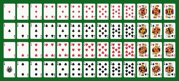 Poker carte da gioco, mazzo completo — Vettoriale Stock