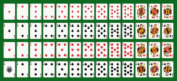 Poker playing cards, full deck