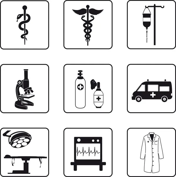 医療シンボルと機器 — ストックベクタ