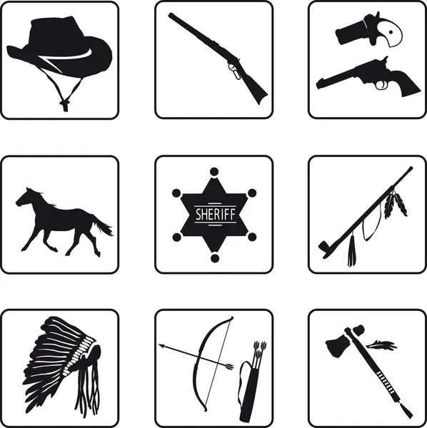 Símbolos del Viejo Oeste — Archivo Imágenes Vectoriales