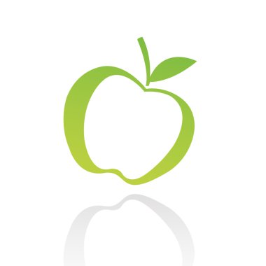 Green line art apple clipart