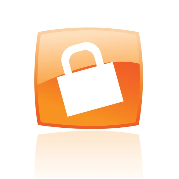 Glossy orange padlock — Stock Vector