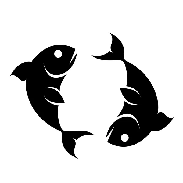 블랙 zodiacs 물고기 — 스톡 벡터