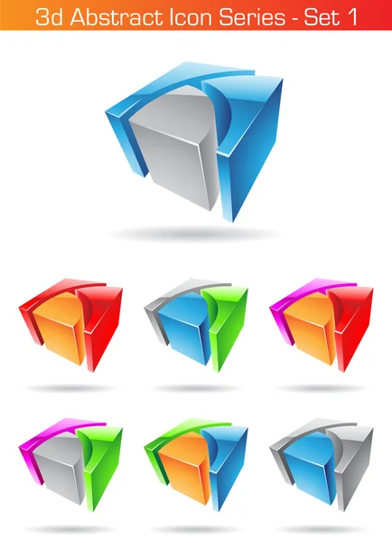 Série de ícones abstratos 3d - Conjunto 1 — Vetor de Stock