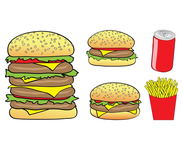 Desenhos animados fast food —  Vetores de Stock