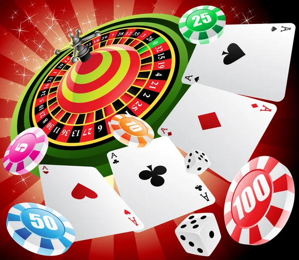 Casino och roulette — Stock vektor