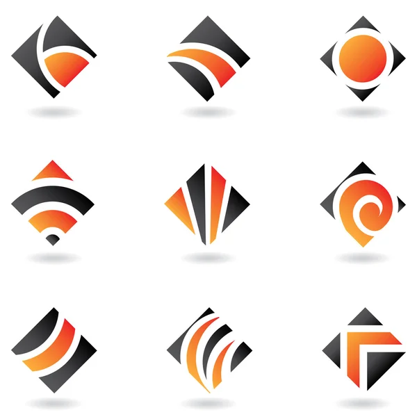 Iconos de diamantes naranja — Vector de stock