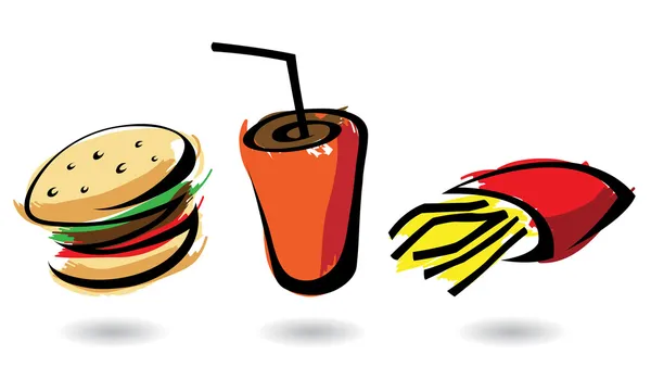 Kleurrijke fastfood pictogrammen — Stockvector