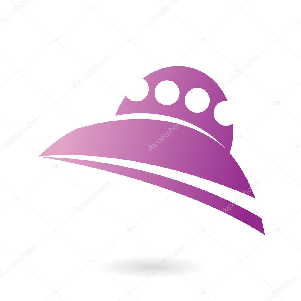 Purple alien ship icon isolated on white