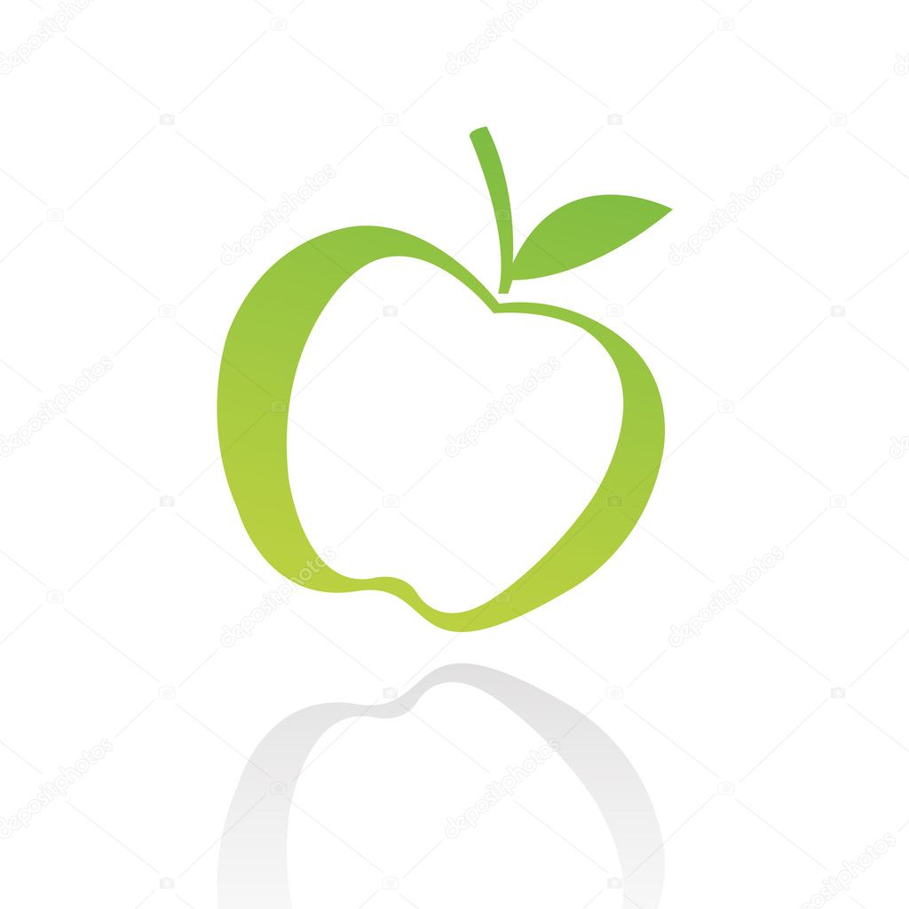 Green line art apple