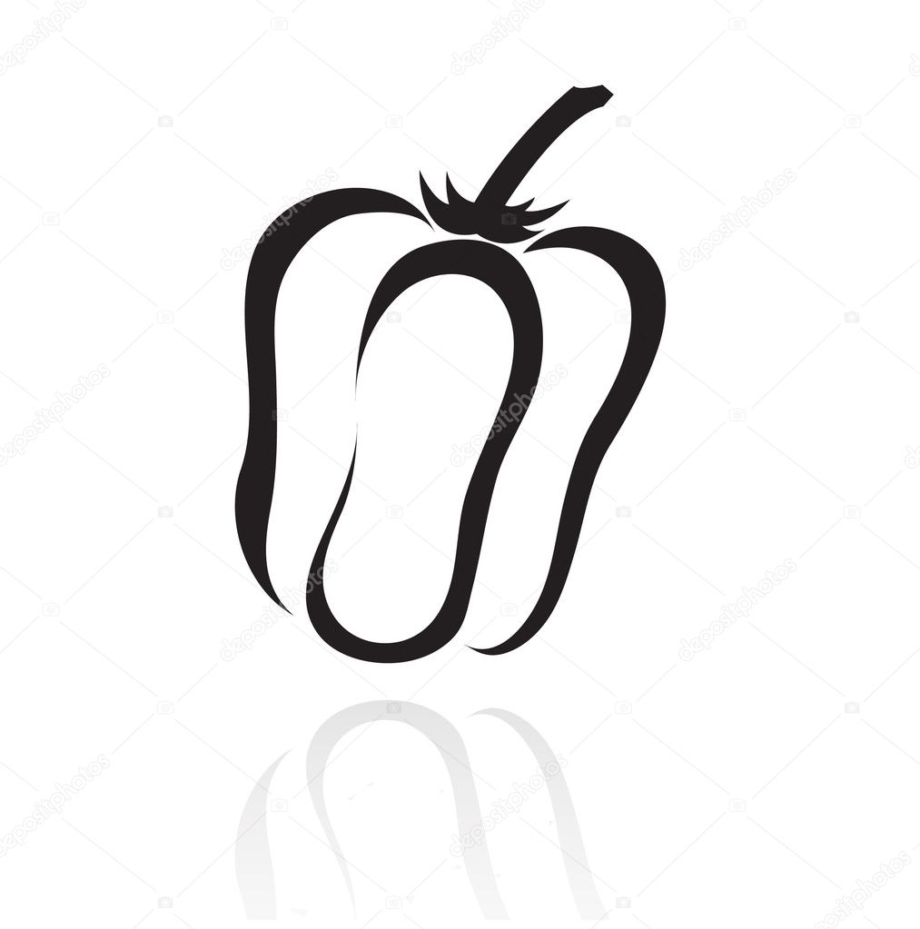 Line art black pepper isolated on white