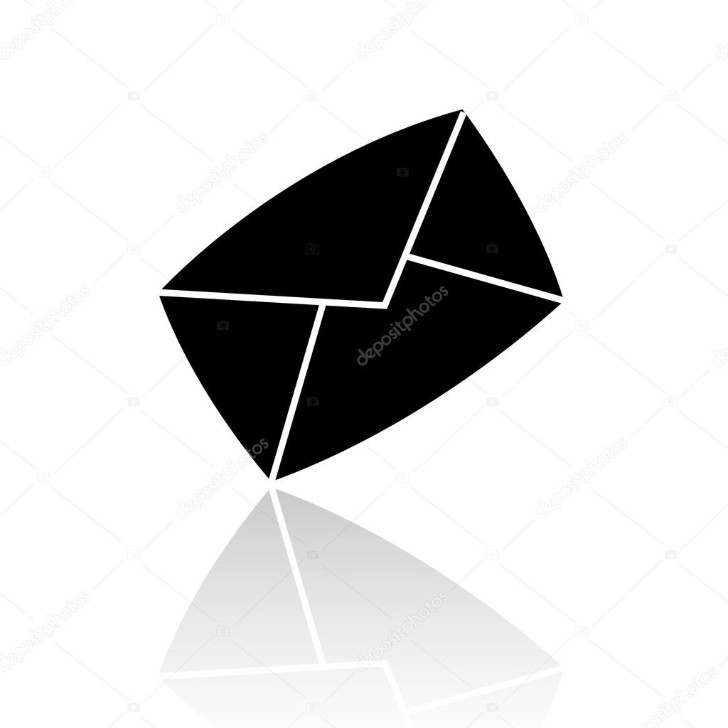 Black envelope isolated on white backround