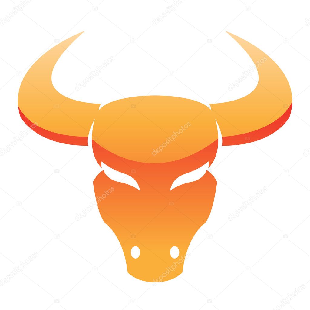 Glossy orange bull isolated on white