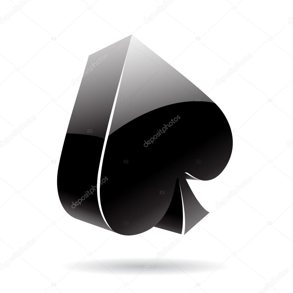 3d suit spades isolated on white