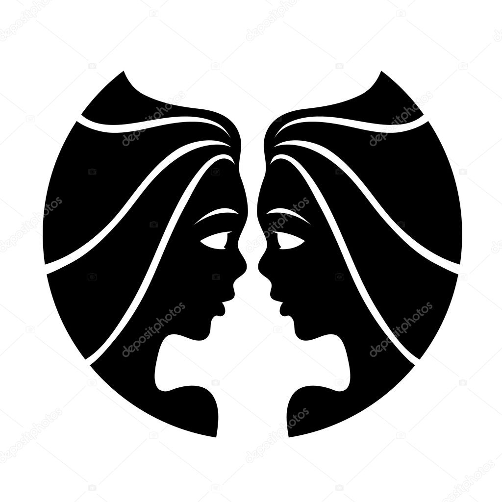 Black zodiac star signs gemini isolated on white