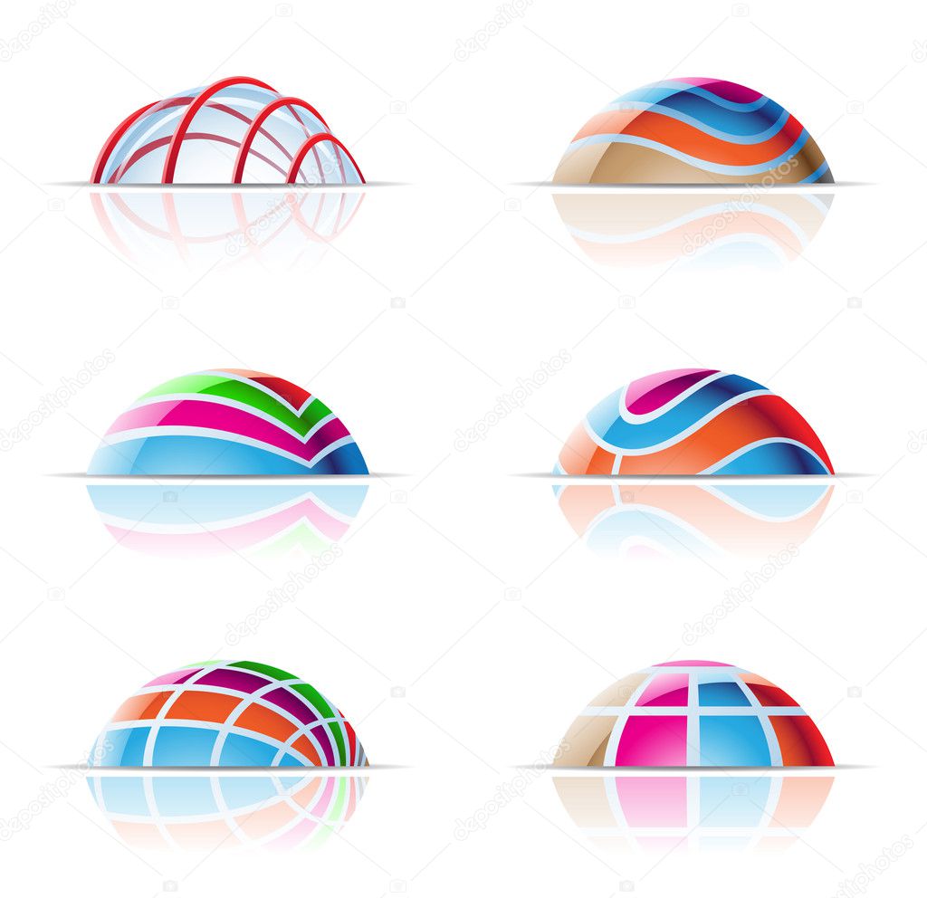 Vector illustration of colourful domes and reflections