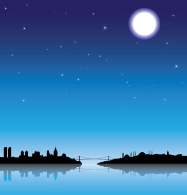 Istanbul at night clipart