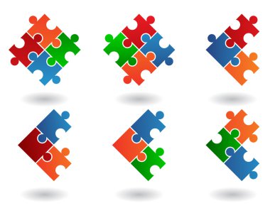 Jigsaw puzzle icons clipart