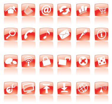 Red web icons clipart