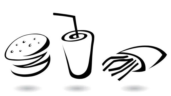 Fast-food pictogrammen lijntekeningen — Stockvector