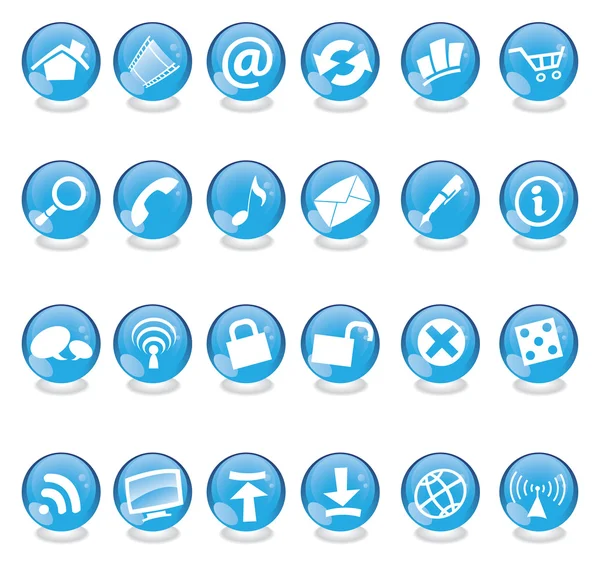 Iconos web de vidrio azul — Vector de stock