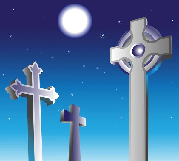 Graveyard at night — Stock Vector