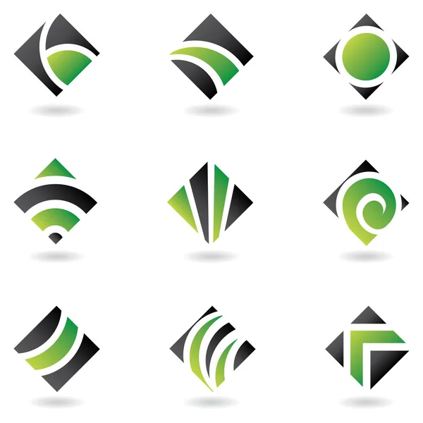Iconos de diamantes verdes — Vector de stock
