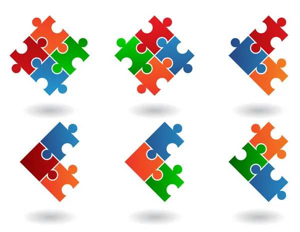 Jigsaw puzzle pictogrammen — Stockvector