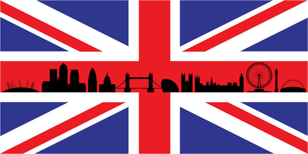 London on union jack flag
