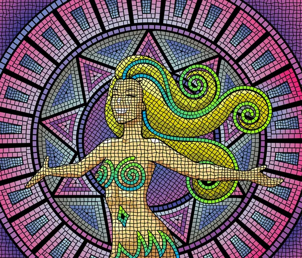 Chica mosaico — Vector de stock