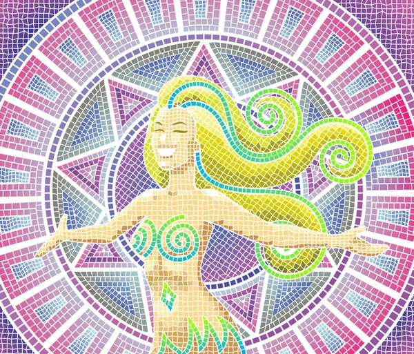 Renkli mozaik kız — Stok Vektör