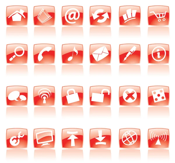 Icônes web rouges — Image vectorielle