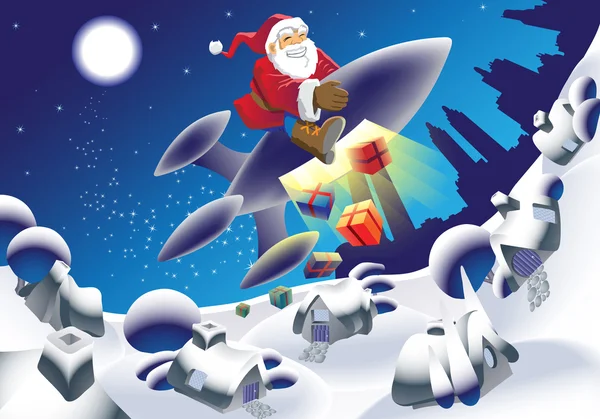 火箭圣诞老人 — 图库矢量图片