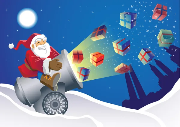 Babbo Natale regalo Launcher — Vettoriale Stock