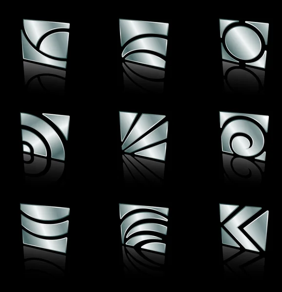 Icônes abstraites métalliques — Image vectorielle