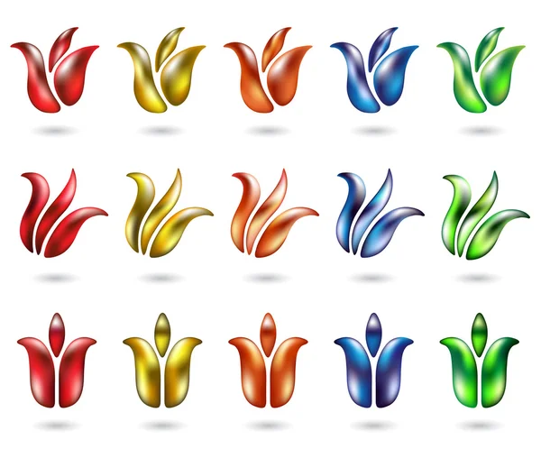 Glansigt tulip ikoner — Stock vektor