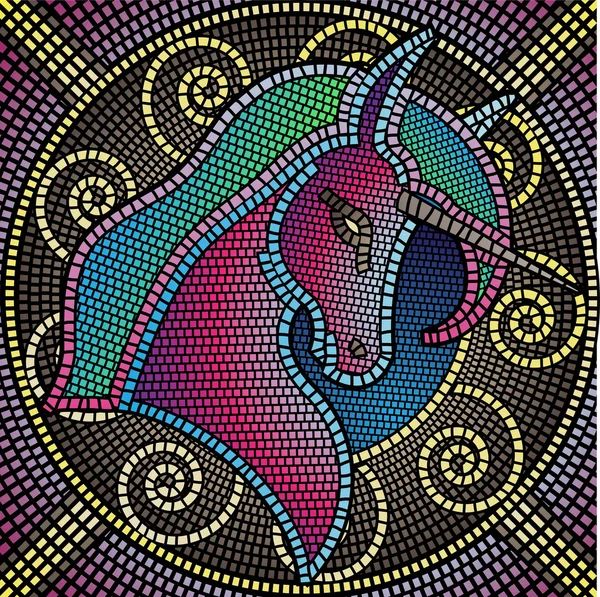Mozaik unicorn — Stok Vektör