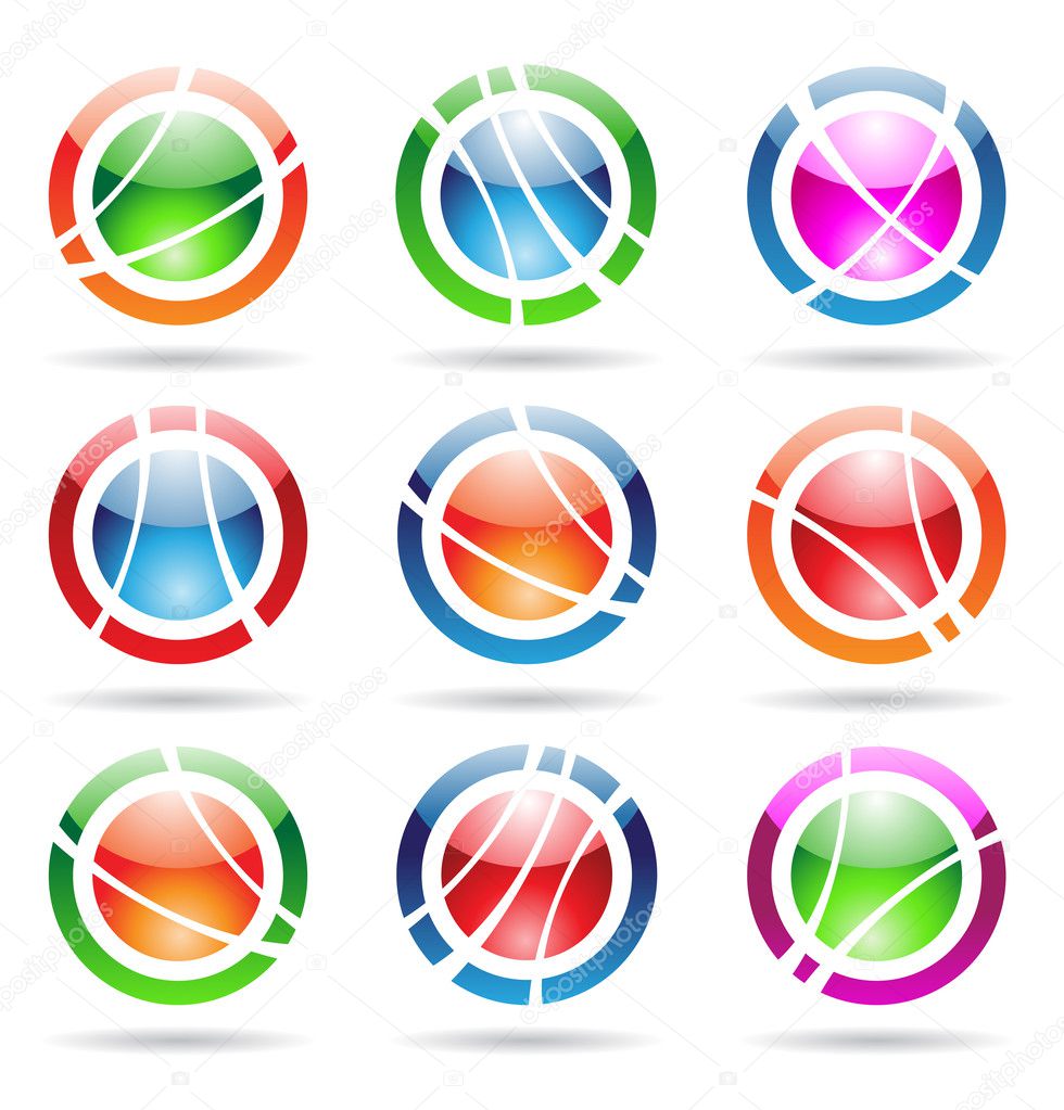 Abstract design elements: orbit icons
