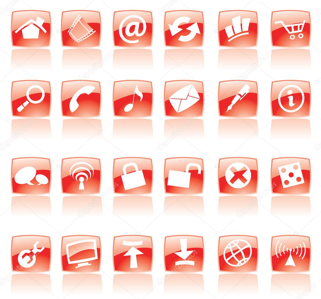 Red web icons