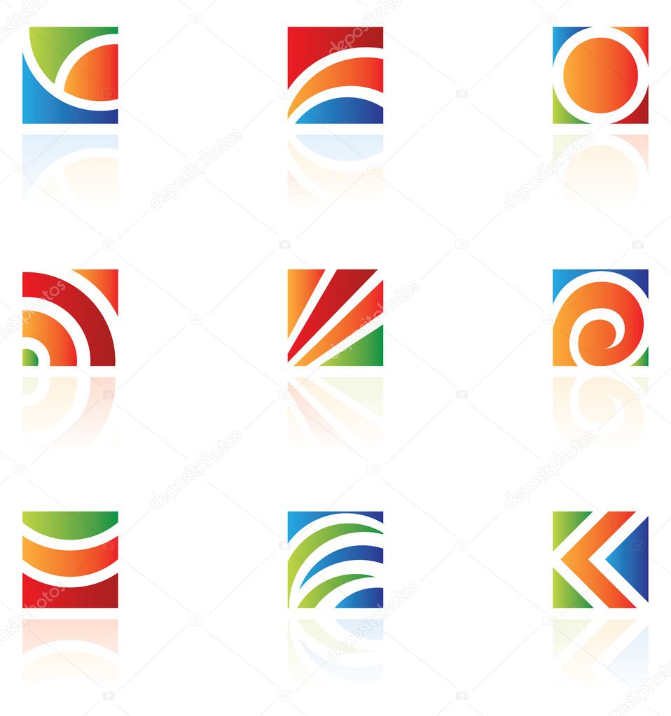 Colorful Square icons isolated on white