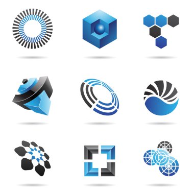 Various blue abstract icons, Set 4 clipart