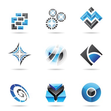 Abstract blue and black icon set 13 clipart