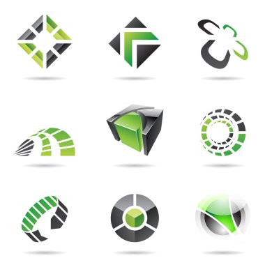 Abstract black and green Icon Set 15 clipart