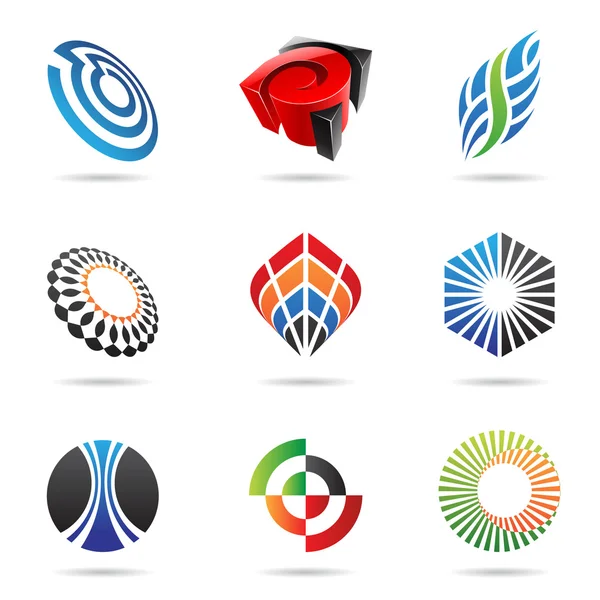 Diverses icônes abstraites colorées, Set 3 — Image vectorielle