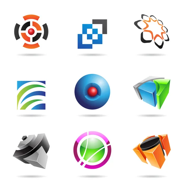 Varios iconos abstractos de colores, Set 14 — Vector de stock