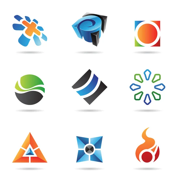 Varios iconos abstractos de colores, Set 22 — Archivo Imágenes Vectoriales