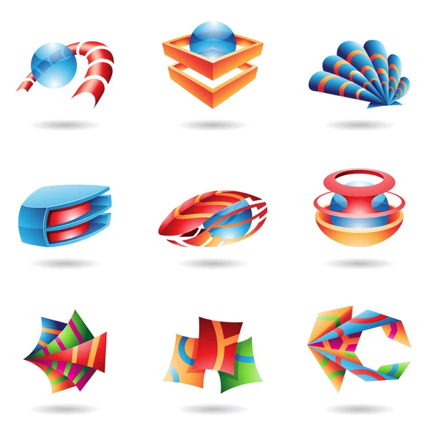 Bunte abstrakte 3D-Icons — Stockvektor