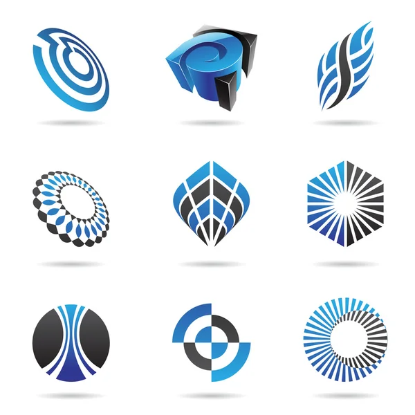 Různé ikony modré abstraktní, sada 3 — Stockový vektor