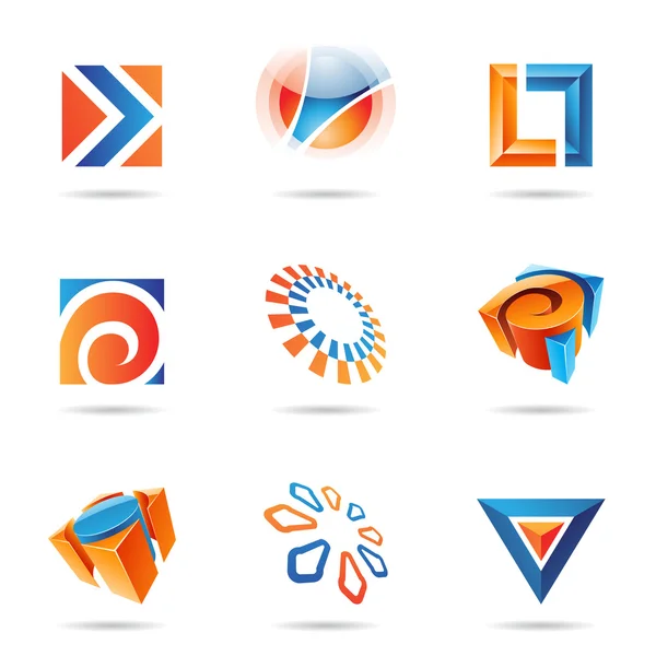 Conjunto de iconos azul y naranja abstracto 12 — Archivo Imágenes Vectoriales